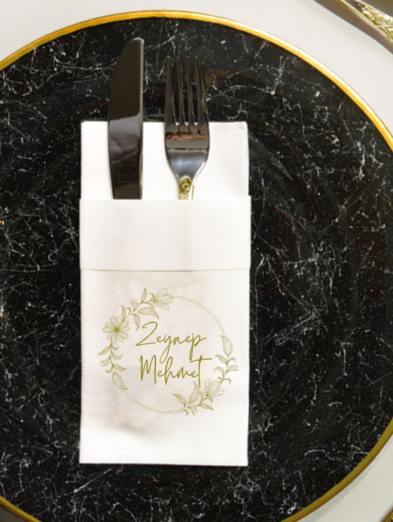 Cepli düğün peçete baskısı